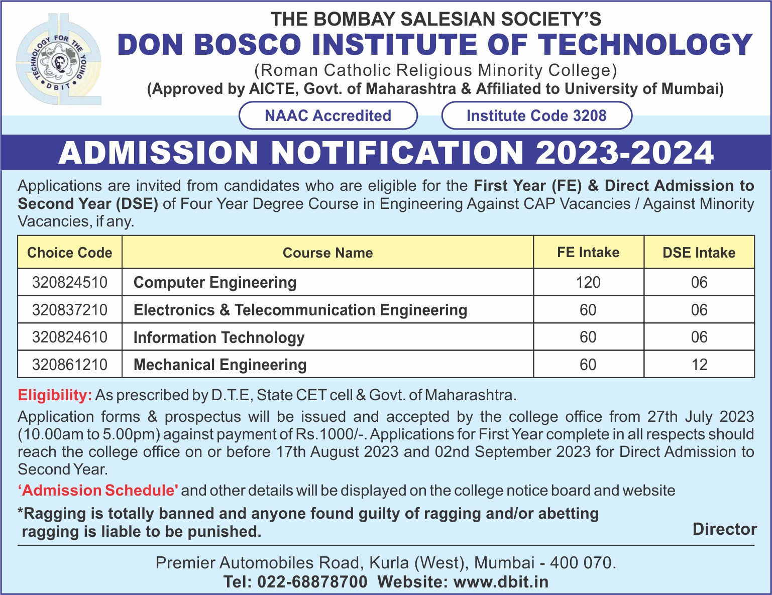 FEAdmissionForAgainstCAPVacancy